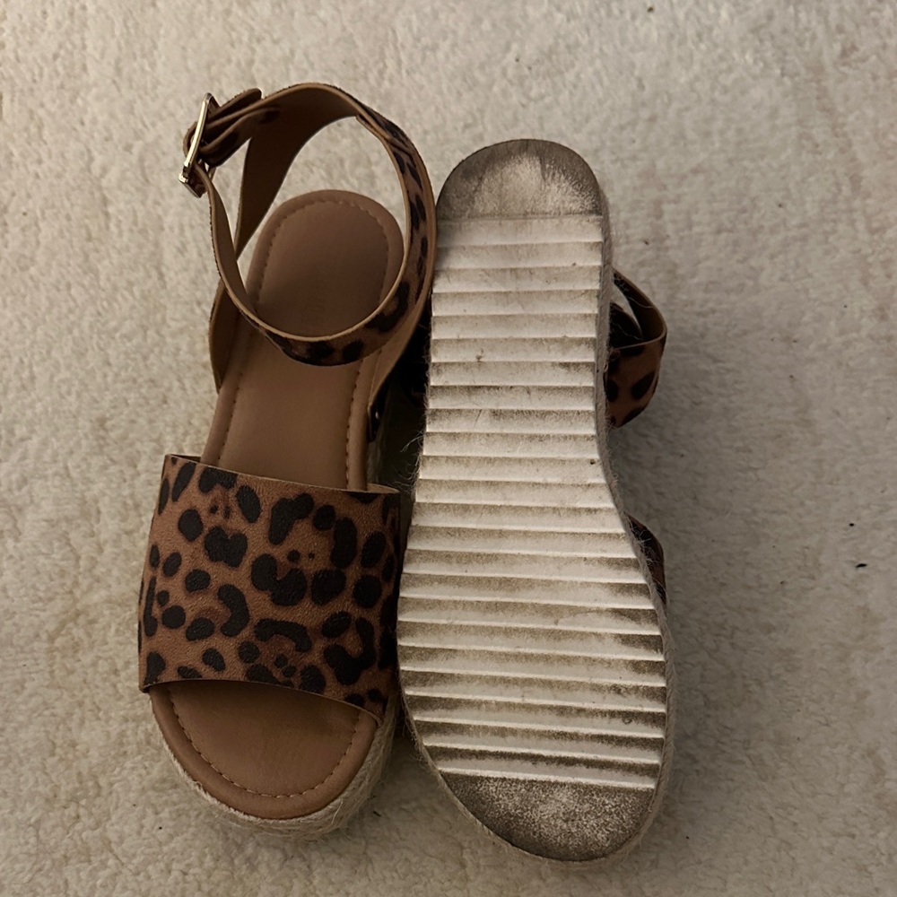 Leopard Print Platform Sandals - image 3